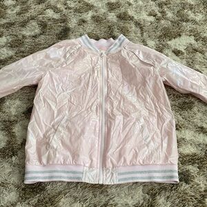 cat and jack pink iridescent zip up jacket. size: youth XL